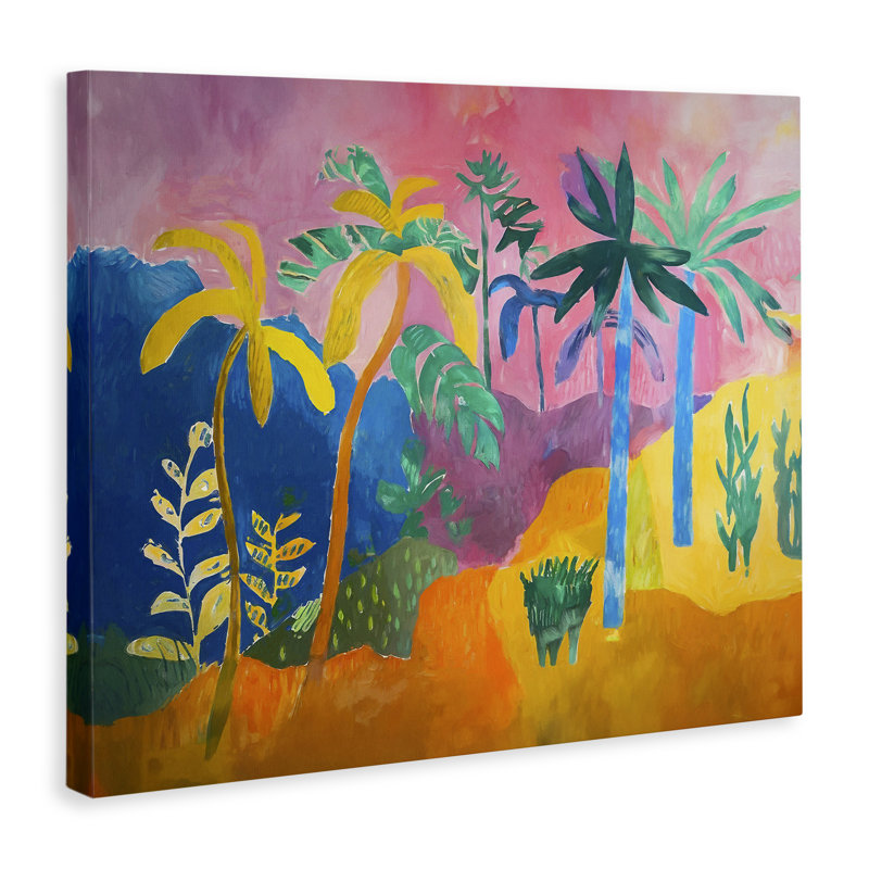 «Vivid Tropical Palms», art mural sur toile par Ramona Murdock, H 36 po x l 48 po