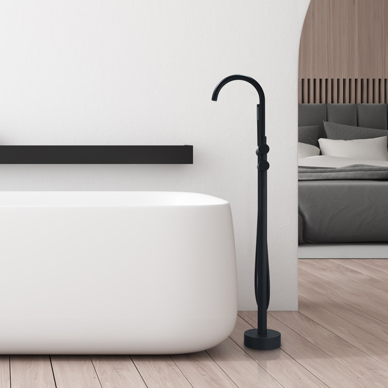 Assens 2 Handle Floor Roman Tub Faucet with Diverter, Matte Black