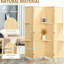 6 Ft Privacy Screen Room Divider, 4 Folding With Storage Shelves For Bedroom And Office, Natural Partition Shelves, & Rustic