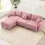 Canapé en forme de L à 3 places en tissu rose Boucle-376393812-376393817