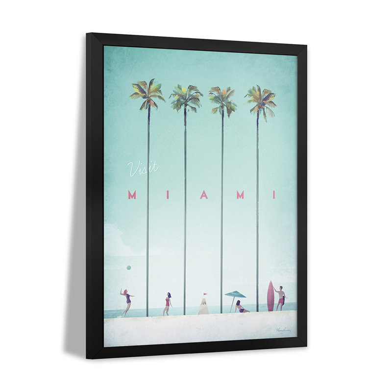 «Visit Miami», affiche encadrée de qualité supérieure par Henry Rivers, H 24 po x l 16 po