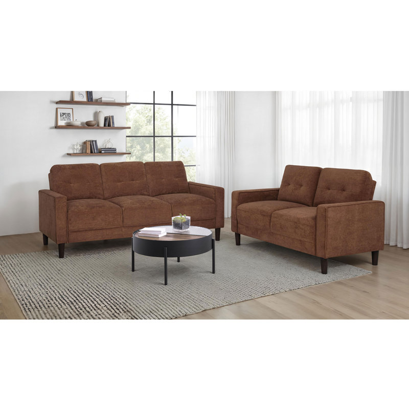 Ensemble de canapé rembourré Heise, Brun, 3 Pieces: Sofa, Chair, Loveseat