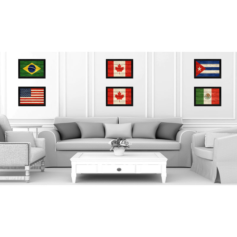 «Canada Country Flag», reproduction sur toile encadrée, H 15 po x l 21 po x P 1 po, Encadrement noir