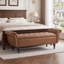 Très grand banc de rangement Chesterfield de 63,7 po avec pieds en bois massif-1925185563