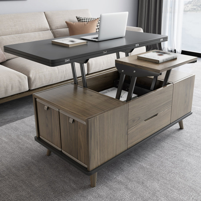 Multifunctional Lift-Top Coffee Table With 4 Stools,3-In-1 Centre Table