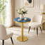 Table bistro 23,6 pouces en faux marbre avec bordure en acier inoxydable et piédestal doré-450527207