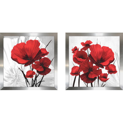 " Big Red Poppies I " 2 - Pieces