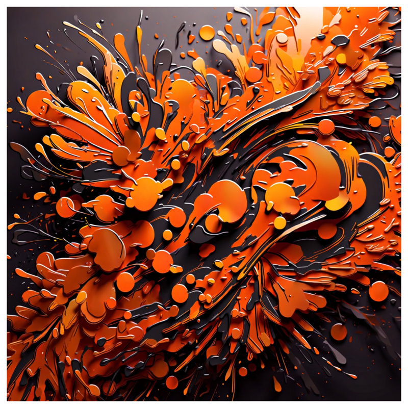 Orange Black Abstract Splatter Comforter, Twin Extra Long