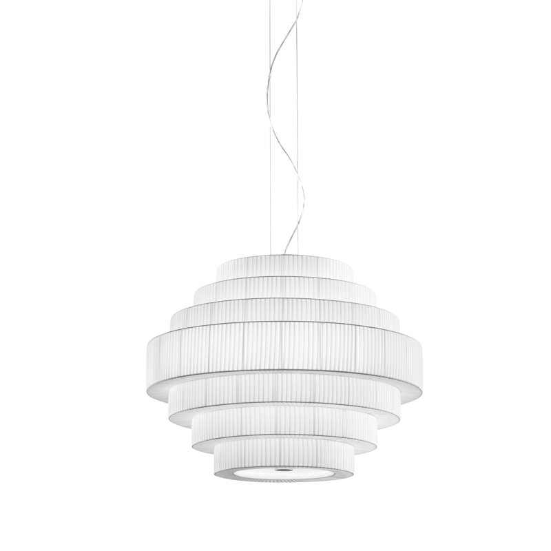 Mos 6 - Light Chandelier, White Translucent Ribbon, 27.17" H x 35.43" W x 35.43" D