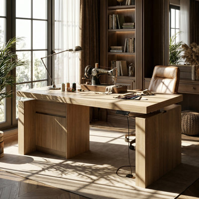 Height Adjustable Craft Table With Storage Cabinet