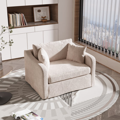 Oversized Upholstered Slipcovered Armchair Comfy Couch Sofa by Latitude Run