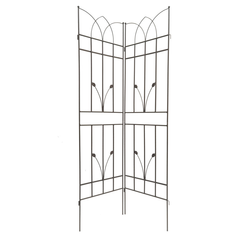Paquet de 4 treillis de jardin en métal 71 po x 17,7 po antirouille pour plantes grimpantes, Brown