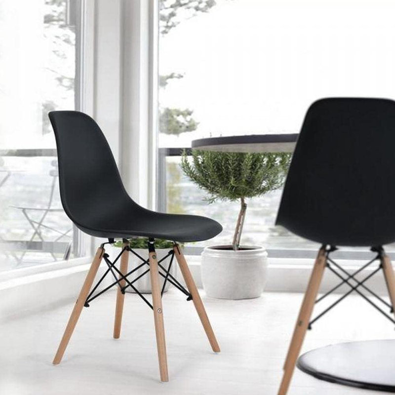 Eiffel Dining Chair With Natural Base, Black