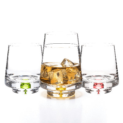 Crystal Bubble Base Whiskey Glass - 4 Color Set