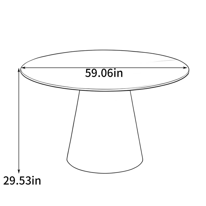 Small-sized round dining table, 29.53”H x 59.06”L x 59.06”W, White