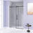 44-48 "W X 76" H Frameless Shower Door , 1/4 "(6 Mm) Clear Tempered Glass, Explosion Proof Film, Stainless Steel Handle, Matte Black-123375412
