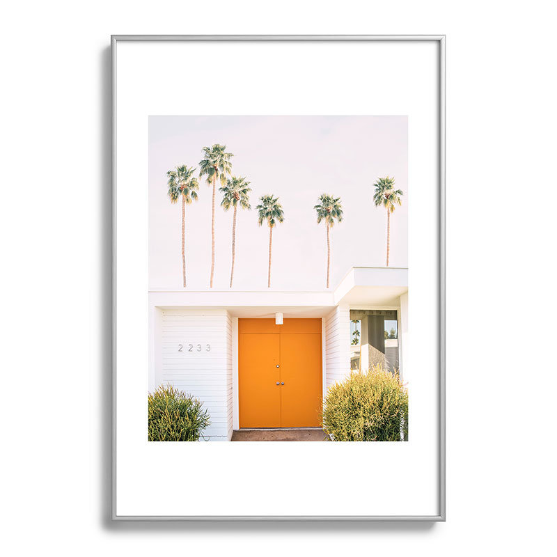 Palm Springs encadré sur papier, H 19 po x l 13 po, Argent