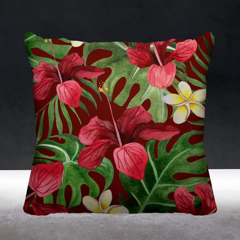 Housse de coussin d'extérieur carré Koi,  15 po x 15 po , Rouge