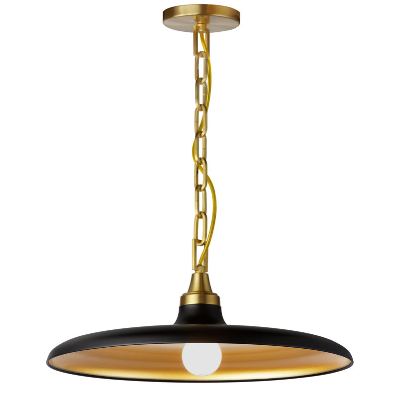 Dillsboro 1 - Light Pendant, 7" H x 18" W x 18" D, Matte Black, Aged Brass
