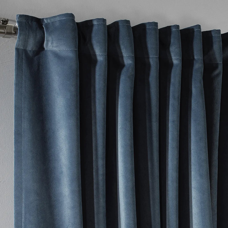 Extra Long & Extra Wide Matte Velvet Curtain Panel, 130cm Width x 265cm Drop, 65 AIR FORCE BLUE