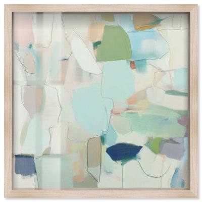 Décoration murale Azure Forms I Shadowbox Print Sage par Art Remedy, cadre blond, 20 x 20