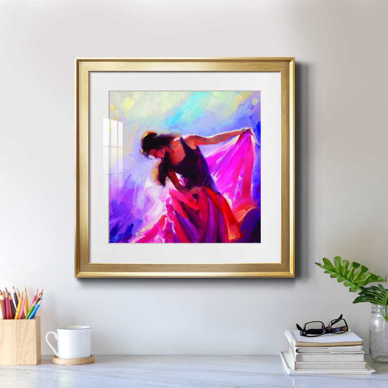Magenta - peinture encadrée, Papier encadré doré, H 17,5 po x l 17,5 po x P 1,5 po