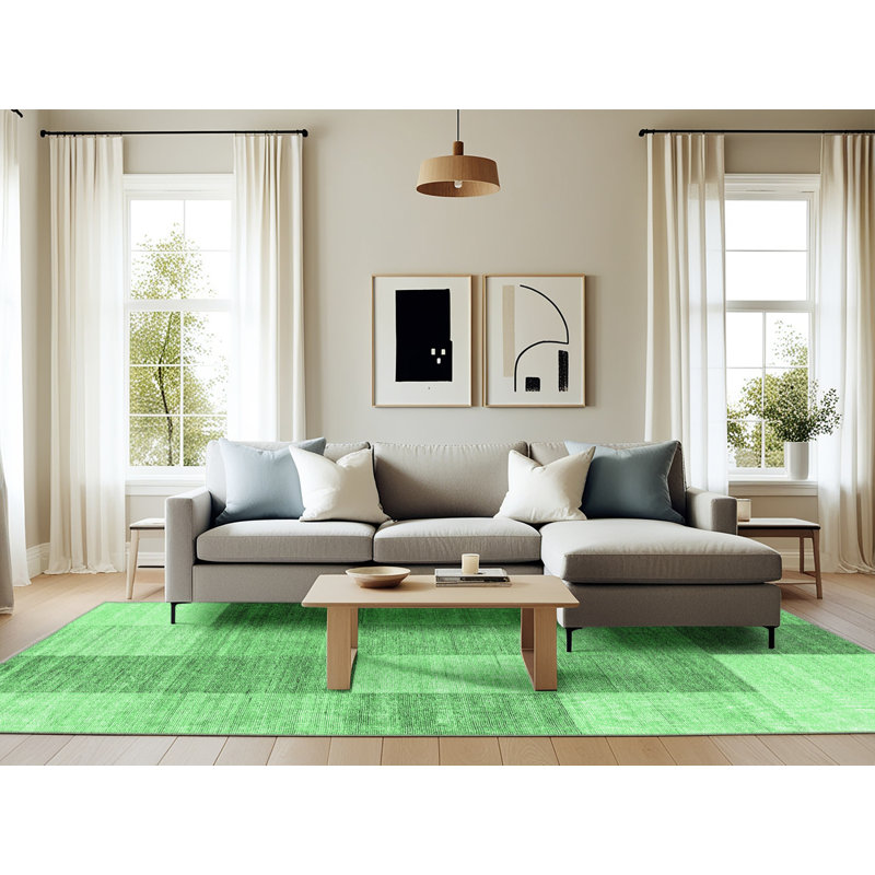 Washable Checkered Indoor Rug, Rectangle 6' x 9'