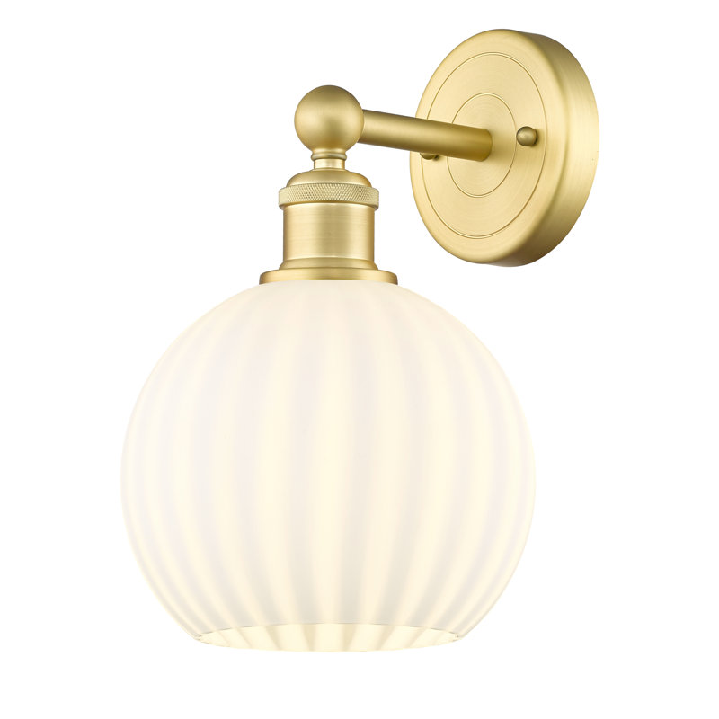Applique murale 1 lumière Edison Venetian, Or satiné, H 12,25 po x l 8 po x P 8,5 po