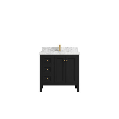 Nashville 36 In. W X 22 In. D Center Sink Bathroom Vanity In Alabaster With 2 In.