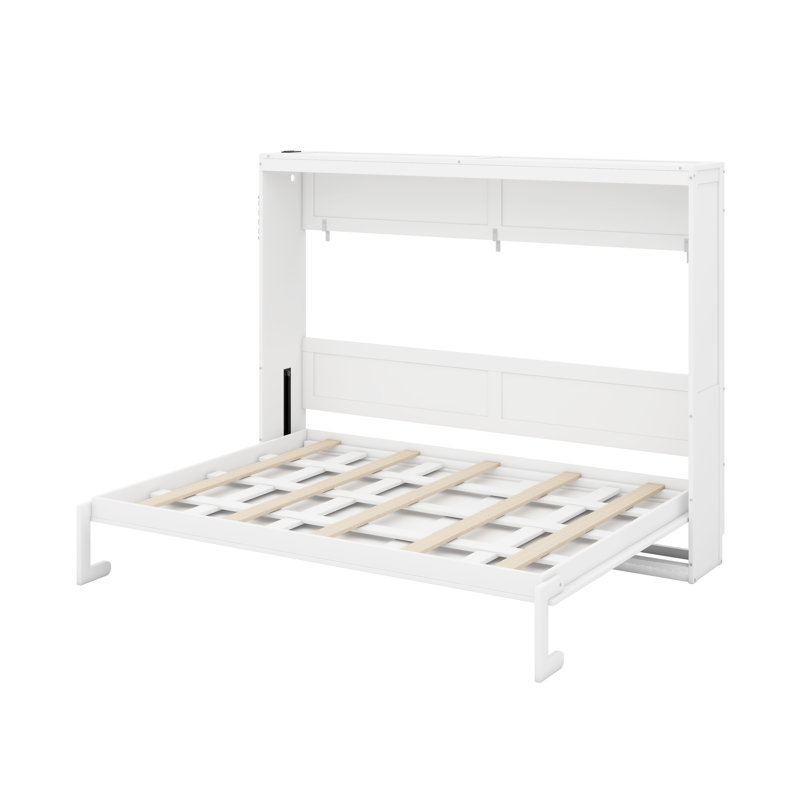 Lit escamotable moderne pliant sur le côté avec motif imprimé tendance, éclairage DEL sous le lit et prise USB intégrée