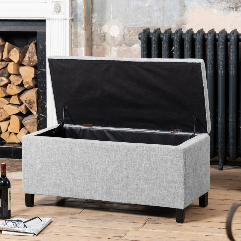 Ahri 98cm Wide Rectangle Solid Colour Standard Ottoman with Storage, Light Grey