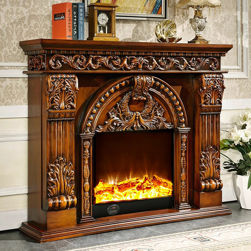 Meuble télé American cheminée, H 47,64 po x l 59,06 po x P 12,99 po, Brun