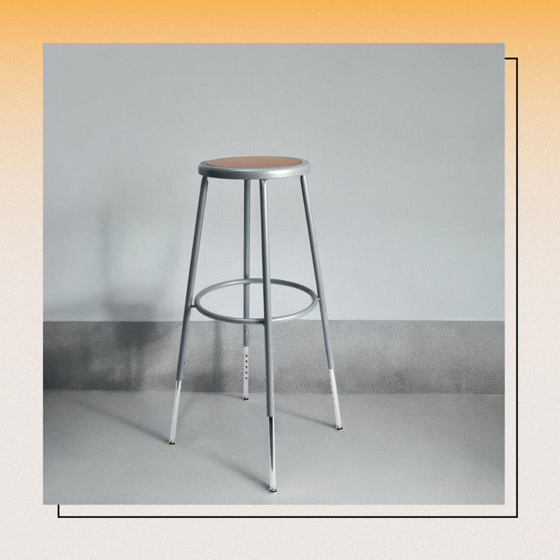 Felix Height Adjustable Steel Stool, Assembly Ready, Bar Stool, Gray