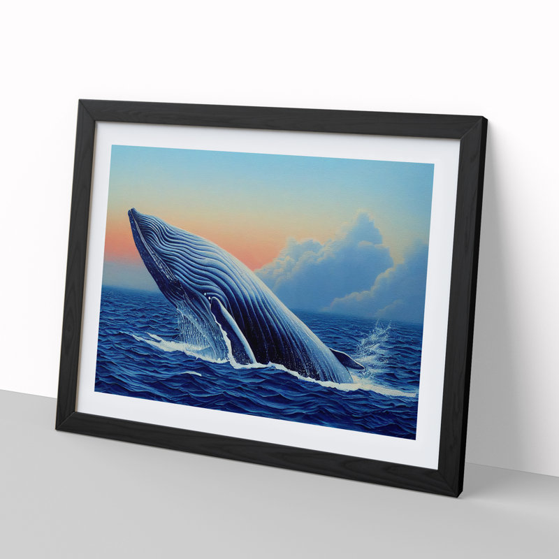 Whale Art Painting - Framed Print, Black Framed, 46cm H x 64cm W x 2cm D