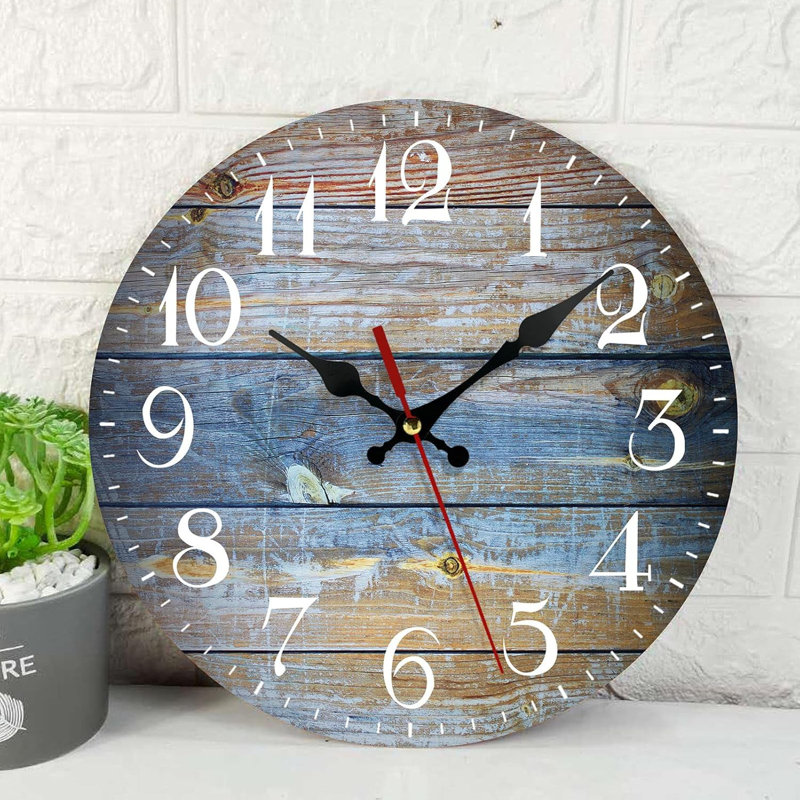 12'' Rustic Wooden Vintage Coastal Silent Wall Clock