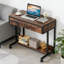 Table de bureau, bureau compact avec roues, bureau d'écriture à hauteur réglable, table basse mobile