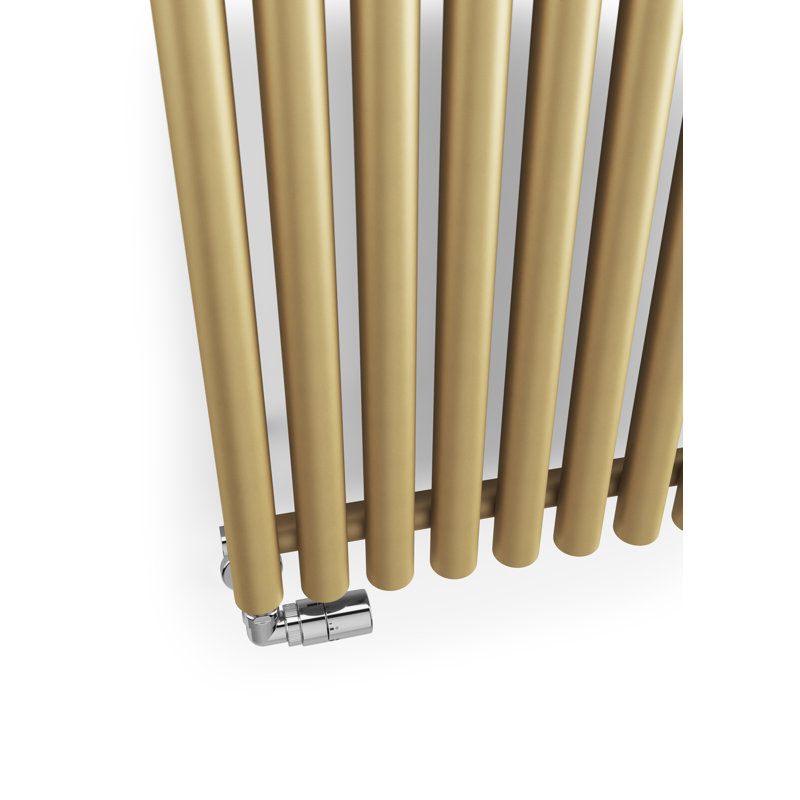 Rolo Room Cylindrical Bar Reversible Designer Radiator, Gold, 1800mm H x 370mm W x 96mm D