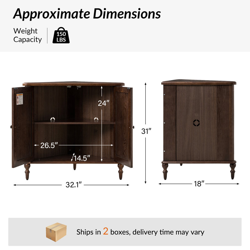 Armoire d'angle 2 portes Barra, Noyer