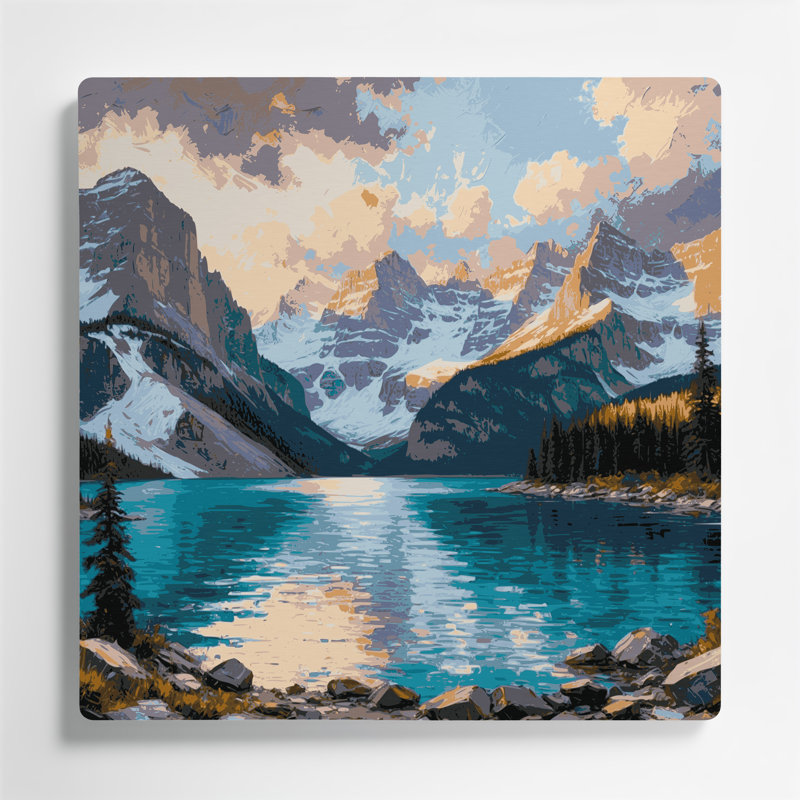 Art mural gris en villes, Banff, Alberta, H 12 po x l 12 po