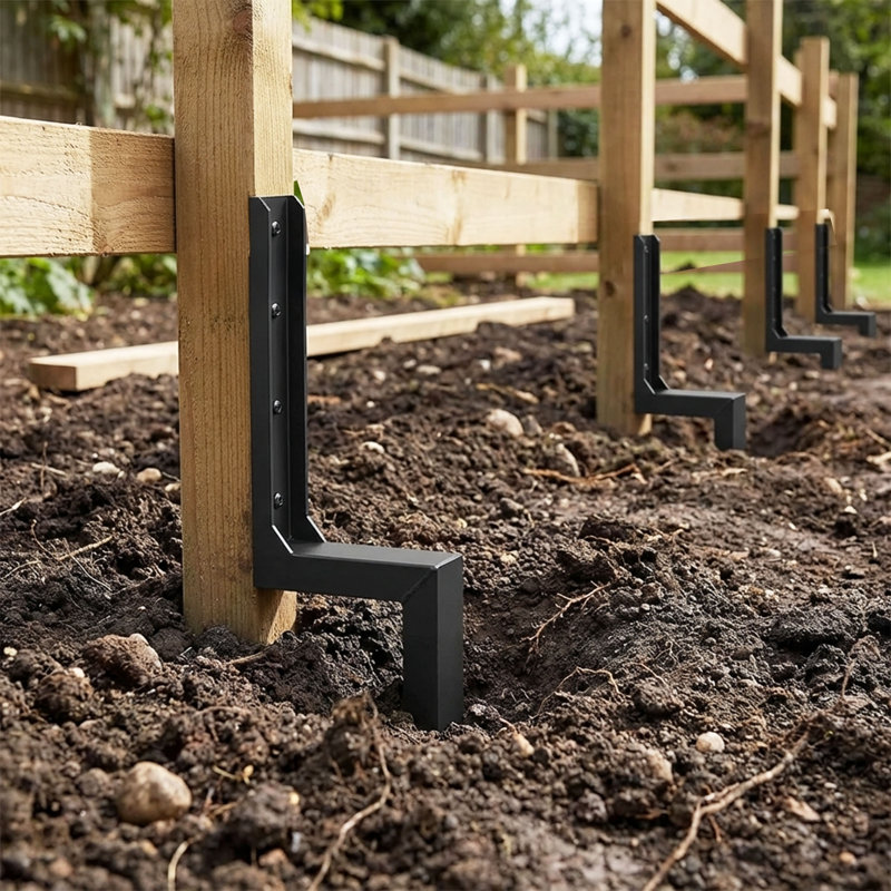 Metal Fence Post Support Brackets, Pack of 2