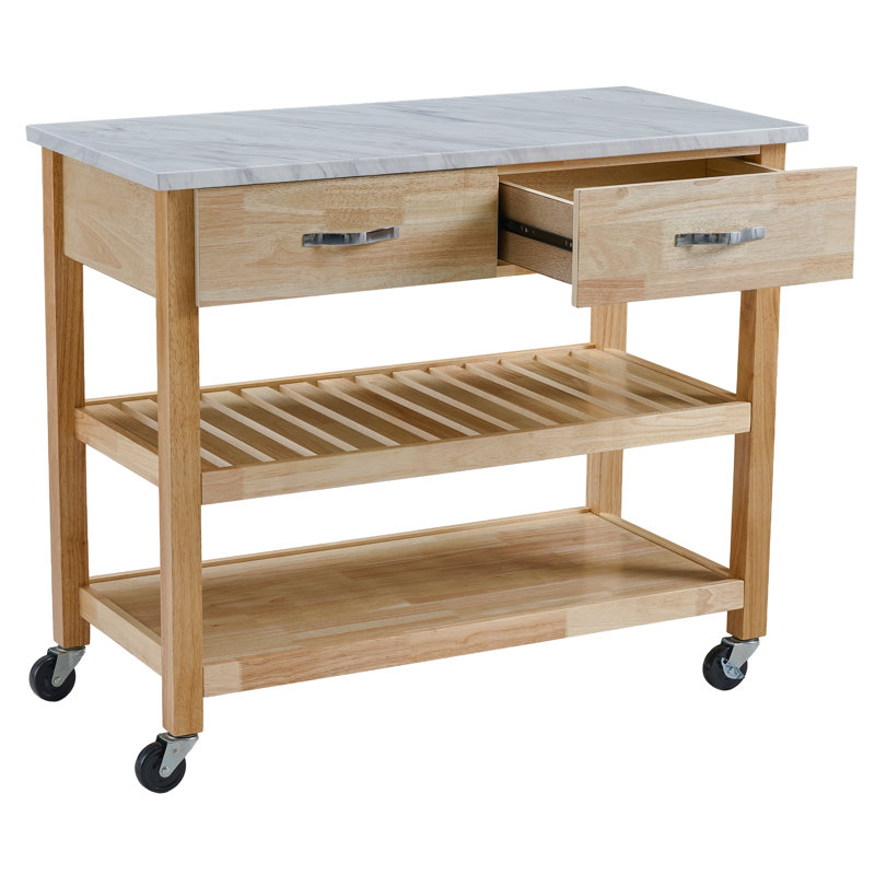 Chariot de cuisine Cherise avec comptoir personnalisable, Imitation marbre