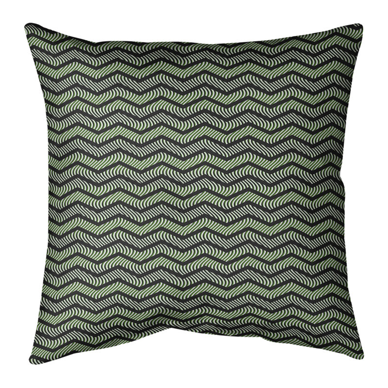 Coussin Rhonda, Duvet synthétique, H 18 po x l 18 po, Noir / Vert