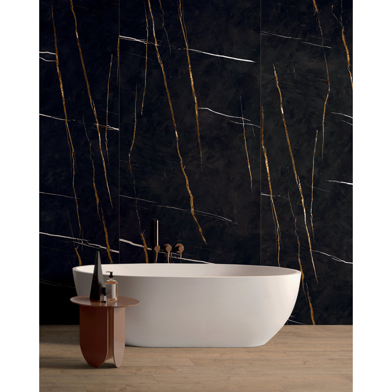 Carreau de porcelaine poli 23,46 po x 47 po Sahara Noir