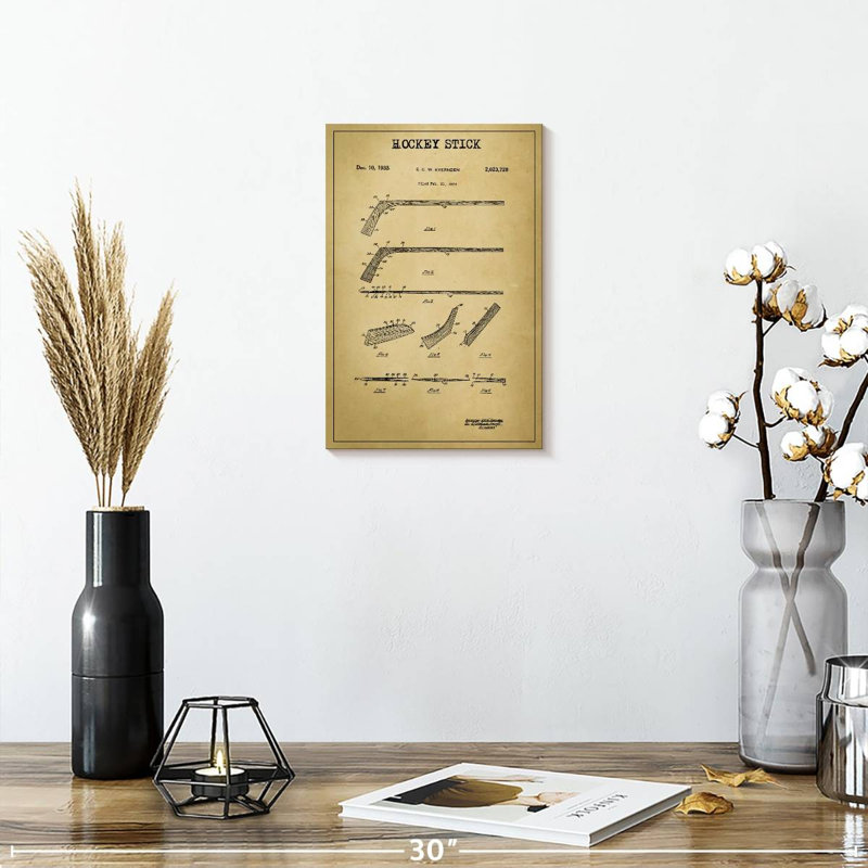 «Hockey Stick», reproduction de brevet sur toile, L 12 po x H 8 po