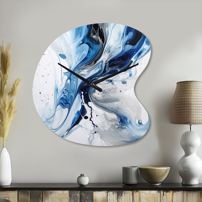 Horloge murale asymétrique bleue et grise, Petit