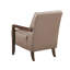 Fauteuil d'appoint contemporain en cuir brun avec accoudoirs et pieds en noyer-966716992