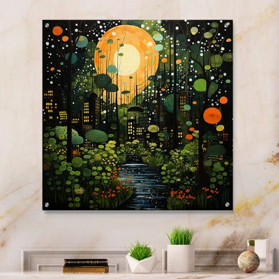 Décoration murale acrylique vert, jaune et urbain I - Collages abstraits