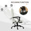 Fauteuil de bureau à massage vibrant 7 points - Cuir d'unité centrale à haut dossier, inclinable et repose-pieds blanc