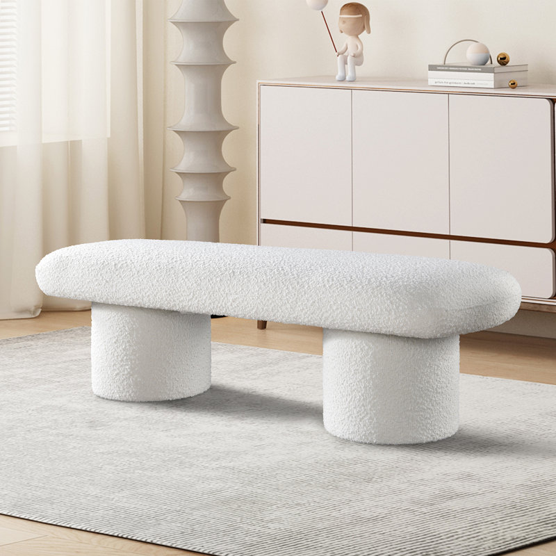 Glenora 56" Japandi Style Elegant Modern Boucle Bench