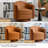 28"W Modern Vegan Leather Swivel Barrel Chair with Solid Wood Base-924994669
